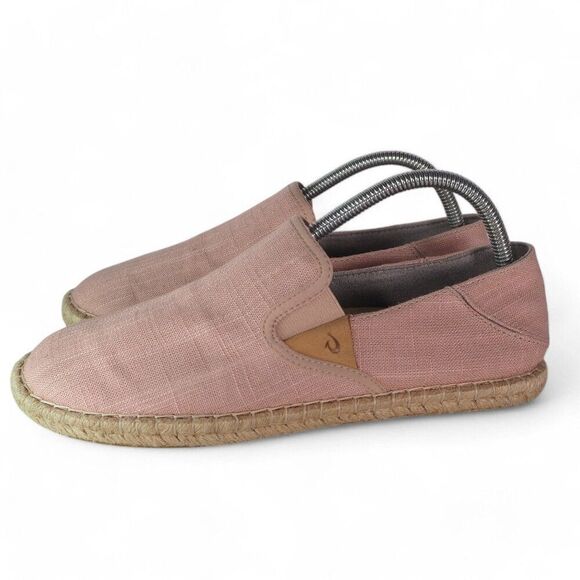 Olukai Kaula Pa'a Kapa Linen Espadrille Slip-on Loafers Rose Sea Salt Women's 9 - Picture 2 of 11